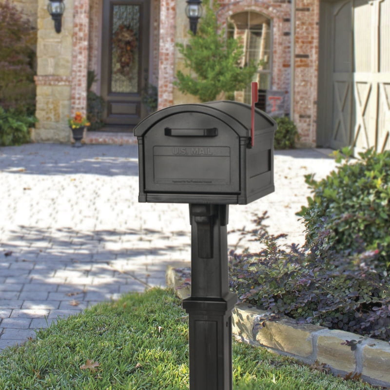Solar Group Grand Haven Classic Plastic Post Mount Mailbox - Extra Large, Black