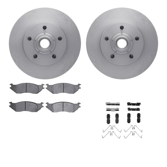 Dynamic Friction Company Front Brake Rotors with Heavy Duty Brake Pads includes Hardware 6212-99570