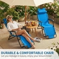 thumbnail image 4 of Zimtown 2-in-1 Folding Chaise Lounge Chair, Adjustable Foldable Tanning Chair with Pillow, Recliner Chair for Indoor Outdoor, Blue, 4 of 11