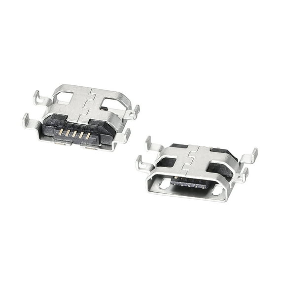 Uxcell 5-Pin 180 Degree USB 2.0 Type A Male Socket Connector Metal Silver Tone 10pcs