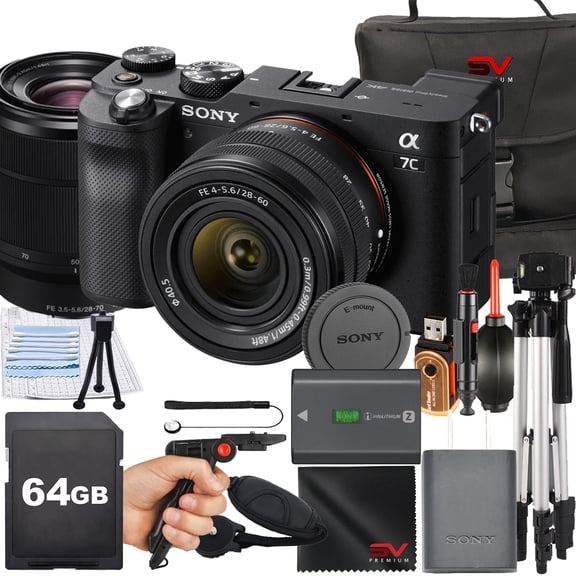 Sony A7C Mirrorless Camera with 28-70mm Lens SanDisk 64GB Memory Card Tripod SV Premium Accessory Bundle (International Model)