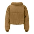 thumbnail image 4 of IROINNID Women's Short Puffer Jacket Solid Color Long Sleeve Ladies Winter Loose Cardigan Stand Top Casual Bread Jacket Cotton Clothes, Khaki, 4 of 9