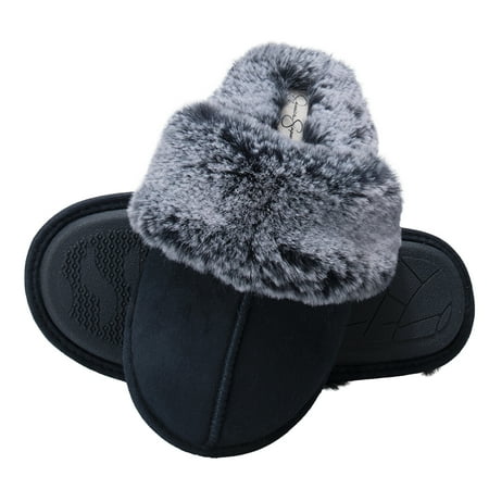 

Jessica Simpson Womens Comfy Memory Foam Scuff Slipper Indoor/Outdoor (Size Large (8-9) Navy)