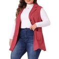thumbnail image 2 of Unique Bargains Women's Plus Size Vests Long Sleeveless Casual Lapel Suede Vest 1X Red, 2 of 6