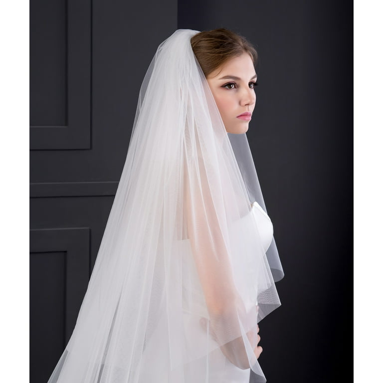 Ivory 3.5M Cathedral 2 Tiers Lace Tulle Bridal Wedding Veil With