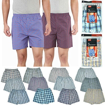 

3-12 Mens Boxer Briefs Check Plaid Cotton Shorts Trunk Underwear Size -2XL