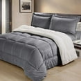 thumbnail image 4 of cathay home Ultra-Plush Mink Faux-Suede and Sherpa 3-piece Comforter Set, 4 of 5