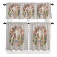thumbnail image 2 of Kitchen Window Curtains Valance and Tier Set, Easter Spring Floral Bunny Egg Rod Pocket Tier Curtain Valance Set, Watercolor Flower on Lilac Plaid Light Filtering Cafe Curtains for Bedroom, 2 of 9
