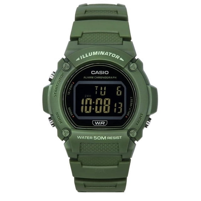 Casio Standard Illuminator Digital Green Resin Strap Quartz W-219HC-3B Men's Watch