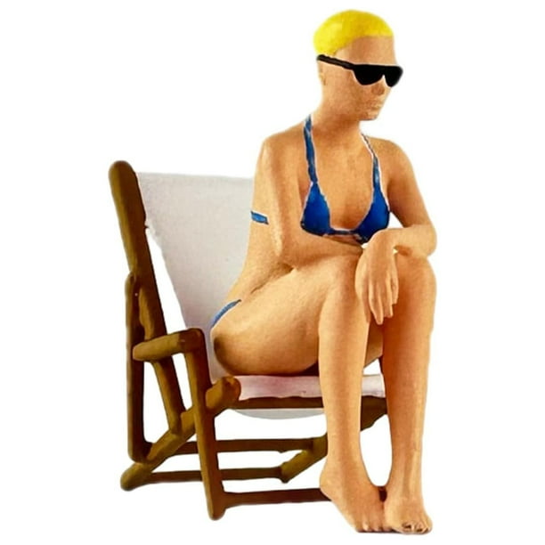 Diorama Figura Miniatura Playa Surf Diseño Resina Pintado a Mano Sillón Modelo para Maquetas Kits de Construcción Modelo Trenes Niños Adultos Regalos gente y silla Hugo Figuras de personas diorama