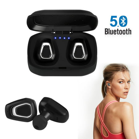 Bluetooth 5.0 Bass True Wireless Headphones, Sports Wireless Earbuds Earphones, Built-in Microphone for iPhone, Samsung, Android (Best Headphones With Bass Under 2000)