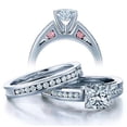 thumbnail image 1 of Classic 2.50 Carat Princess cut Diamond Moissanite Ring Bridal Set with 18k Gold Plating, 1 of 1