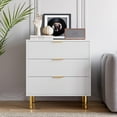 thumbnail image 3 of Garvee Modern White 3 Drawer Dresser – Stylish Wood Chest with Gold Handles, Large Storage Drawers, Elegant Organizer for Bedroom, Living Room, Entryway, 3 of 8
