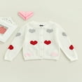 thumbnail image 2 of Kids Sweater  Heart Patterns  Neck Long Sleeve Cardigan Knitwear for Fall Winter  1-9 Years, 2 of 7