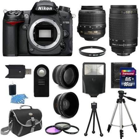 pinch Advanced Deter Nikon D7000/D7500 SLR Digital Camera with 18:55mm VR &amp; AF 70:300MM G  Lenses Essential Package - Walmart.com