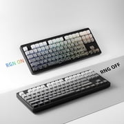 COSTOM Side Printed Shine Through PBT Keycaps, 135 Keys Double Shot Keycaps Set 60% 65% 75% 100% Layout, Cherry Profile, Gradient Black Topographic Custom Key Caps for MX Gateron Mechanical Keyboards