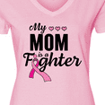thumbnail image 4 of Inktastic Breast Cancer Awareness My Mom is a Fighter Women's V-Neck T-Shirt, 4 of 5