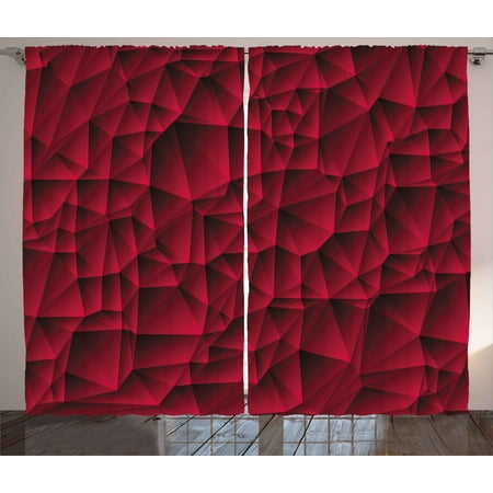 Maroon Decor Curtains 2 Panels Set Modern Geometric Contemporary Art Wave Like Shapes With Abstract Backdrop Image Window D For Living Room Maroon Decor Curtains 2 Panels Set Modern Geometric Contemporary Art Wave Like Shapes With Abstract Backdrop Image Window D For Living Room