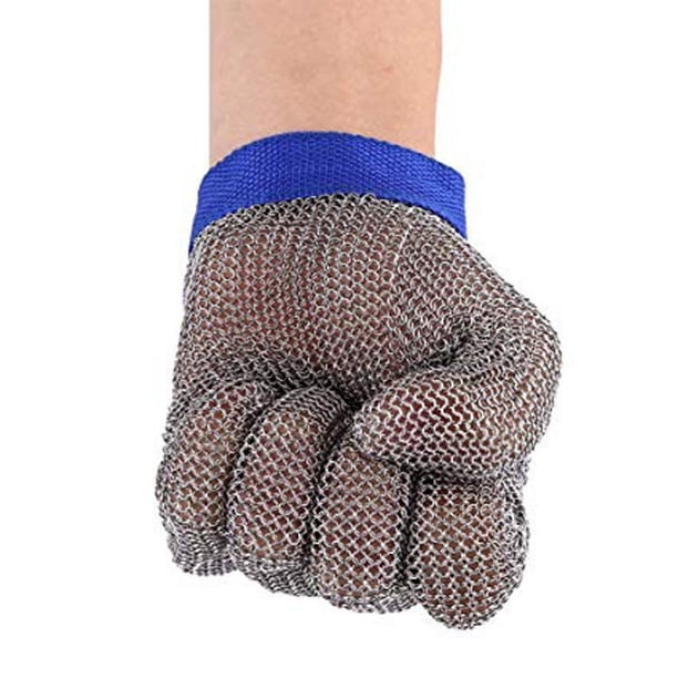 Guante, resistente a los cortes, grado alimenticio, malla de acero inoxidable, guante de metal, cuchillo, guante de corte para carnicero, OysterChef para rebanar filete de pescado (grande)