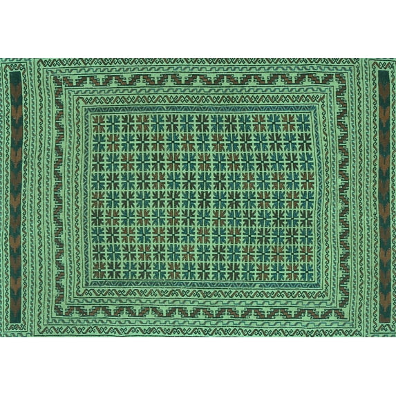 Ahgly Company Indoor Rectangle Southwestern Turquoise Blue Country Area Rugs, 8' x 12'