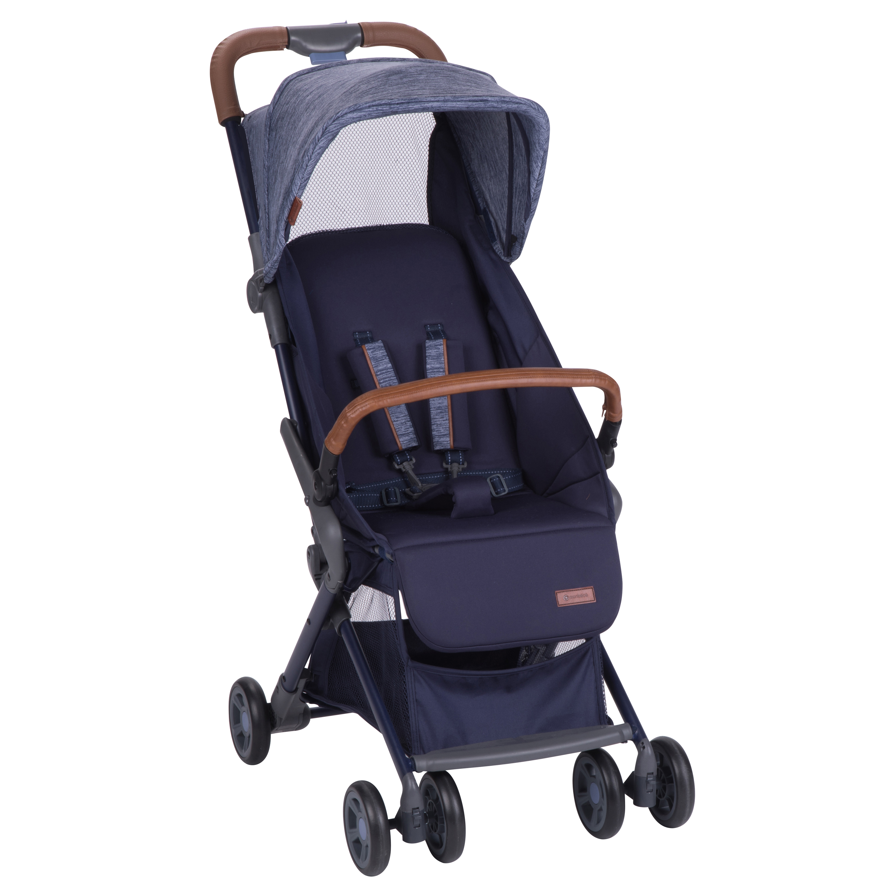 MonBebe Cube Compact Stroller with storage and visor, Blue Boho - image 3 of 17