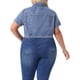 thumbnail image 3 of Chaqueta de mezclilla de mujer plus size Agnes Orinda, de manga corta, con botones, estilo cropped, talla 1X, color gris azul, 3 of 6