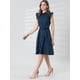 thumbnail image 4 of Vestido Camisero a Media Pierna Allegra K de Algodón Con Cinturón Y Manga Con Volantes Azul marino L, 4 of 6