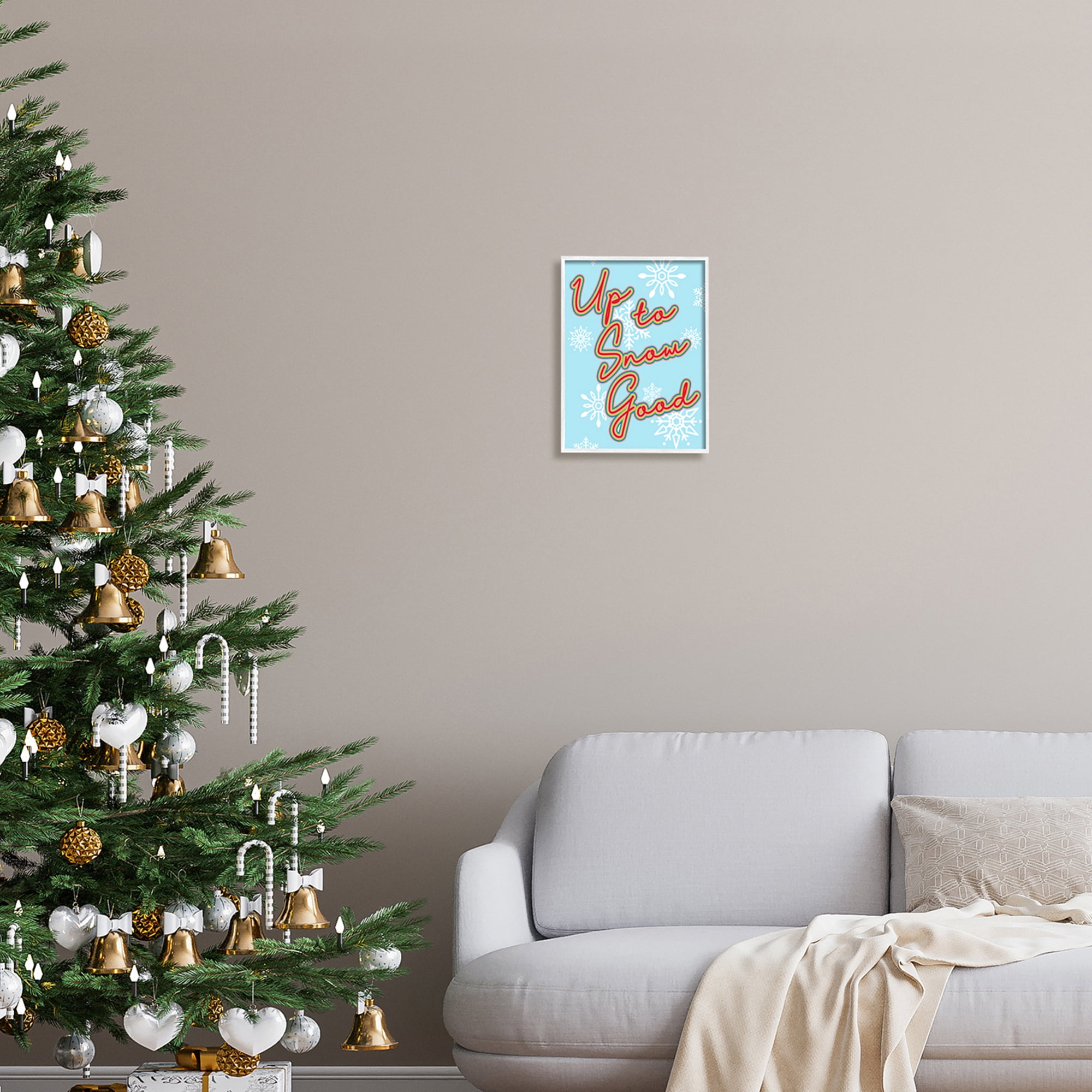 Up To Snow Good Witty Saying Snowflake Pattern Holiday Graphic Art Framed Art Print Wall Art