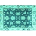 thumbnail image 1 of Ahgly Company Machine Washable Indoor Rectangle Oriental Turquoise Blue Traditional Area Rugs, 2' x 5', 1 of 4