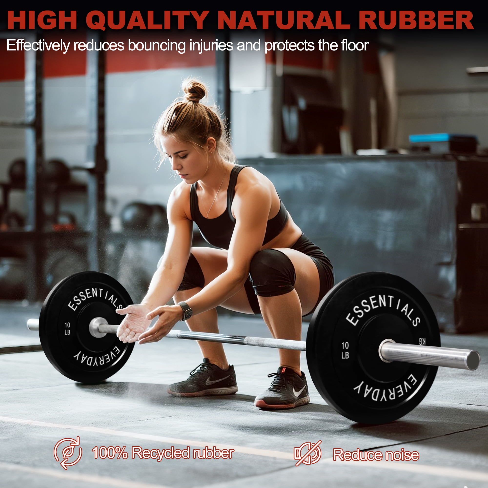 FlexWave Bumper Weight Plates, 10 lb Pair, Black, 2-Inch Hole