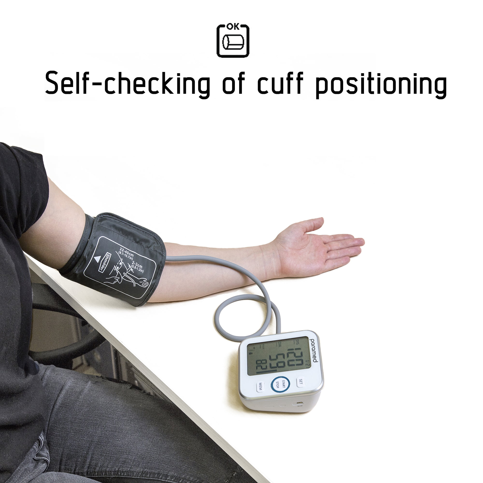 PARAMED Blood Pressure Cuff Upper Arm, Blood Pressure Monitor Digital 22-40  cm