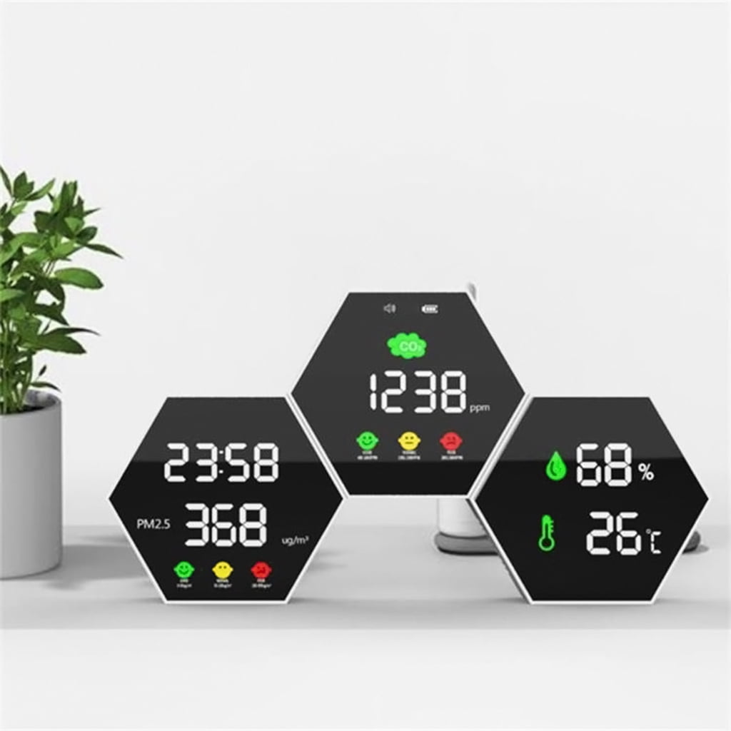 MOMOJIA CO2 Detector Meter for W/ Alarm Air Quality Monitor PM2.5 CO2 Temp & Humidity Se