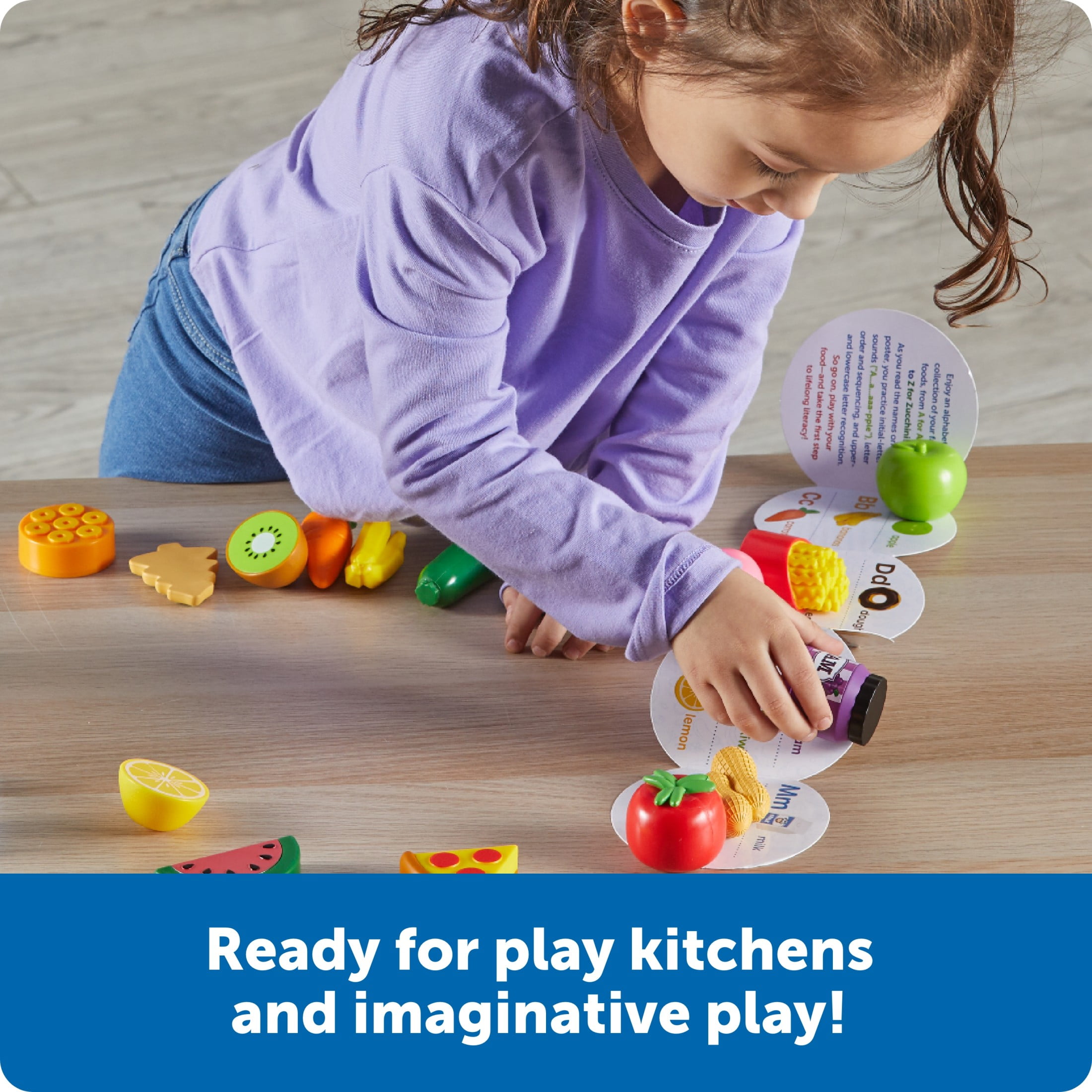 Learning Resources A to Z Mini Foods, Play Kitchen Play Food, Alphabet Learning Toy, Ages 3