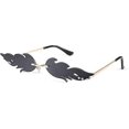 thumbnail image 1 of Fire Flame Sunglasses Rimless Rave Glasses Fashion Novelty Cool Flame Fashion Sunglasse(Gold Frame,Black Lens), 1 of 4