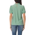 thumbnail image 3 of INSPIRE CHIC Women's Puff Sleeve Eyelet Tops Back Button Down Dressy Casual Ruffle Neck Blouses, 3 of 5