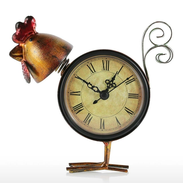 Amdohai Chick Clock Handmade Vintage Metal Chick Figurine Mute Table Clock Practical clock One AA Battery