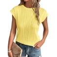 thumbnail image 1 of Blusa Amarilla Texturizada con Mangas Cap para Mujer PRETTYGARDEN Talla M, 1 of 8