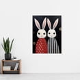thumbnail image 4 of White Bunny Rabbits in Dresses Oil Painting Red Black Polka Dot Stripes Kids Bedroom Artwork Extra Large XL Wall Art Poster Print, 4 of 5