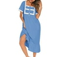 thumbnail image 4 of SWSMCLT Women's Victorian Nightgown Comfy Frilly Princess Soft Lightweight Summer Ruffle Sleep Dress Pajama Dress Short Sleeve Sky Blue 3X-Large, 4 of 4