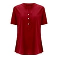 thumbnail image 4 of Lixiuxyad Summer Shirts Women's V Neck Button Down Shirt Casual Summer Tops With Side Slit, 4 of 4