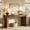 Dark Brown, variant on Fnova 70.9" Farmhouse Console Table, Extra Long Wood Entryway Table Sofa Table Behind Couch with Widened Tabletop & Double Pedestal for Living Room, Hallway, Foyer