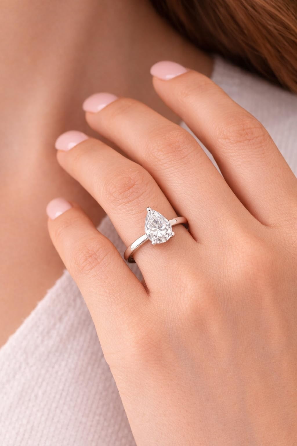 KEEVA JEWELS IGI Certified 1.00 Carat Pear Shape F/VS Lab Grown Diamond Solitaire Engagement Ring for Women Made in Yellow Gold Plated Silver Size 8