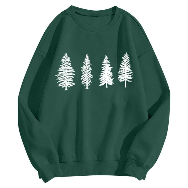 VJATTWR Mes Articles Chandail en Molleton de Noël pour Femmes Imprimé Col Rond Manches Longues Chandail en Molleton Décontracté Haut Chandail Doux Tenue Athlétique Confortable Mode Urbaine Mode Vêtements Get it Fast
