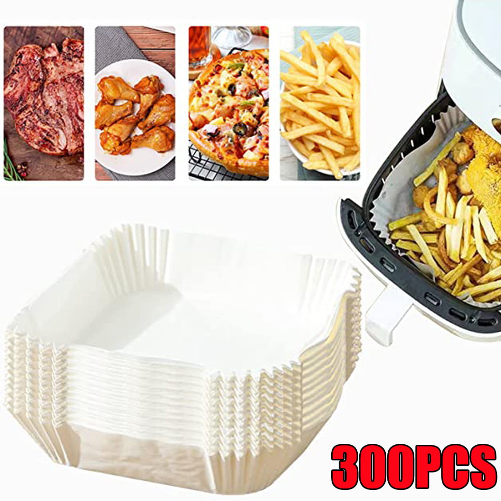 bahouloer Disposable Square Air Fryer Liners Fits 2-5qt Basket, Bleach Free Food Grade Parchment Paper Liners Non-Stick Parchment Paper