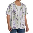 thumbnail image 2 of Sikiie Lavender Flowers Men's Wrinkle Free Untucked Cuban Shirt Business Casual Button Down Shirts Short Sleeve ShirtX-Large, 2 of 5