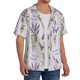 thumbnail image 2 of Fotbe Lavender Flowers Camisa Estampada de Manga Corta para Hombre, Casual de Verano, Estilo Playero, Sin Arrugas-Small, 2 of 5