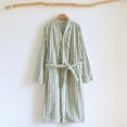 thumbnail image 2 of Arlun Striped Plush Robes for Women Fuzzy Warm Comfortable Winter Belted Kimono Bathrobe Fleece Soft Over the Knee Length Nightgown Sleepwear with Belt Green M, 2 of 3