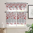 thumbnail image 2 of Grey Red Christmas Balls Kitchen Curtains Sets for Windows 36 Inch Length, Xmas Snowflake Rod Pocket Window Treatments Tier Curtains and Valances Set for Bedroom/Bathroom, 2 of 6