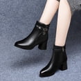 thumbnail image 2 of Tuphregyow Winter Women's Chunky Low Heel Ankle Boots with Classic Pointed Toe and Side Zipper Cozy Fleece Lined Booties Black 37, 2 of 7