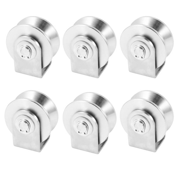 6X 2 Pulgadas Rodillo de Polea Tipo V Rodillo de Puerta Corredera de Acero Inoxidable 304 Cojinete de Rueda para Manejo de Materiales y Movimiento